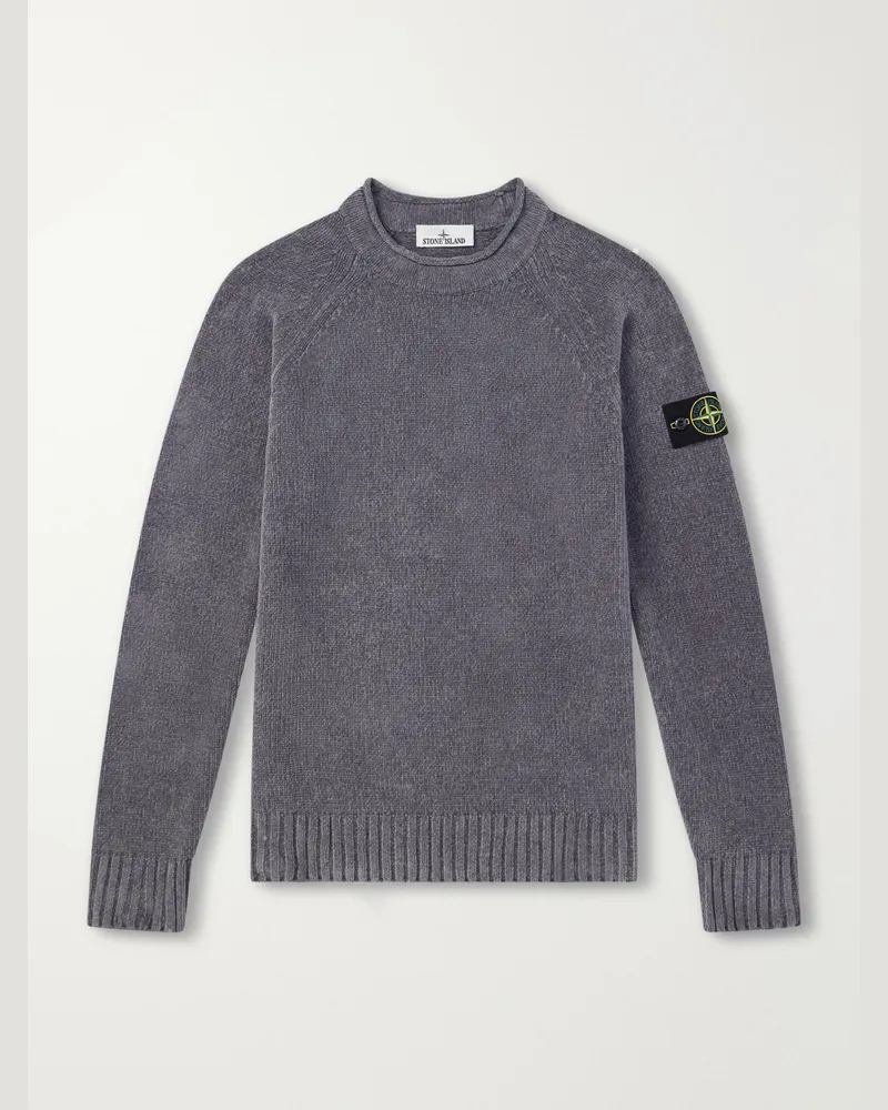 Stone Island Mouliné Cotton-Chenille Sweater Gray