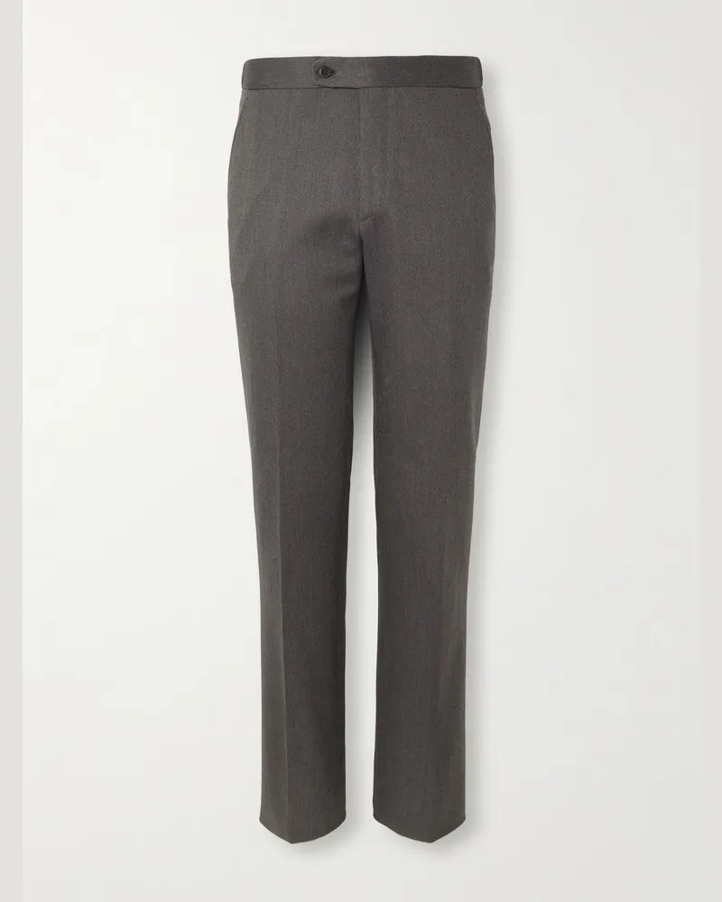 Brioni Firenze gerade geschnittene Hose aus Gabardine aus einer Wollmischung mit Falten Braun