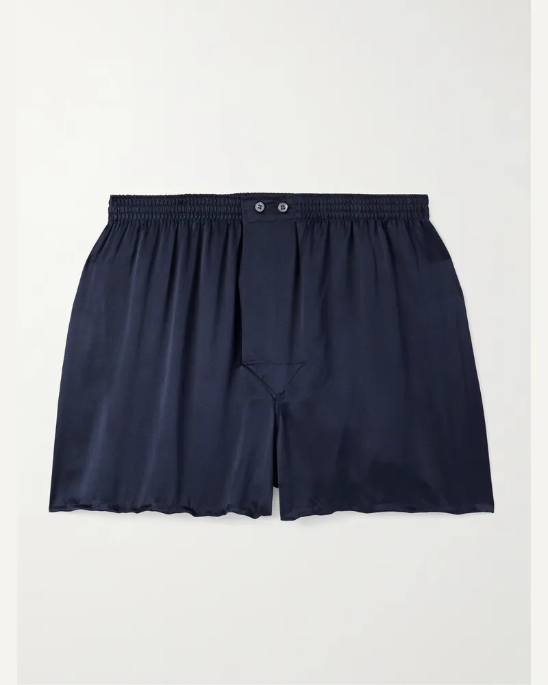Derek Rose Bailey Boxershorts aus Seidensatin Blau