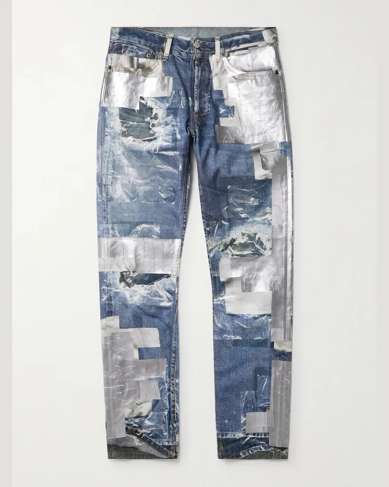 Acne Studios 1979 Skinny-Fit Foiled Trompe œil Printed Organic Jeans Blue