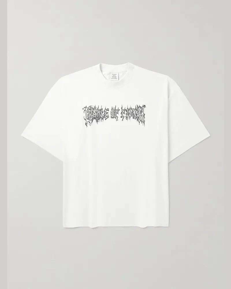 VETEMENTS Printed Cotton-Jersey T-Shirt White