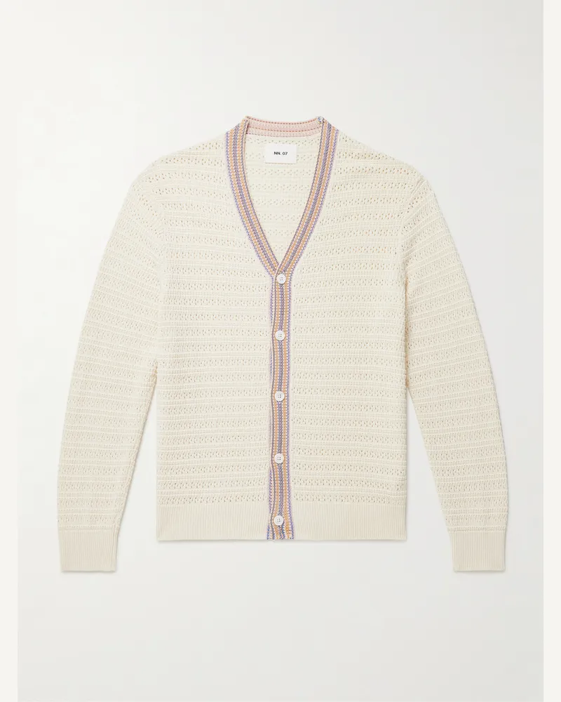 NN 07 Nolan 6626 Cardigan aus Biobaumwolle in Pointelle-Strick Neutral