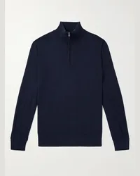 Hartford Pullover aus einer Baumwoll-Wollmischung mit kurzem Reißverschluss Blau