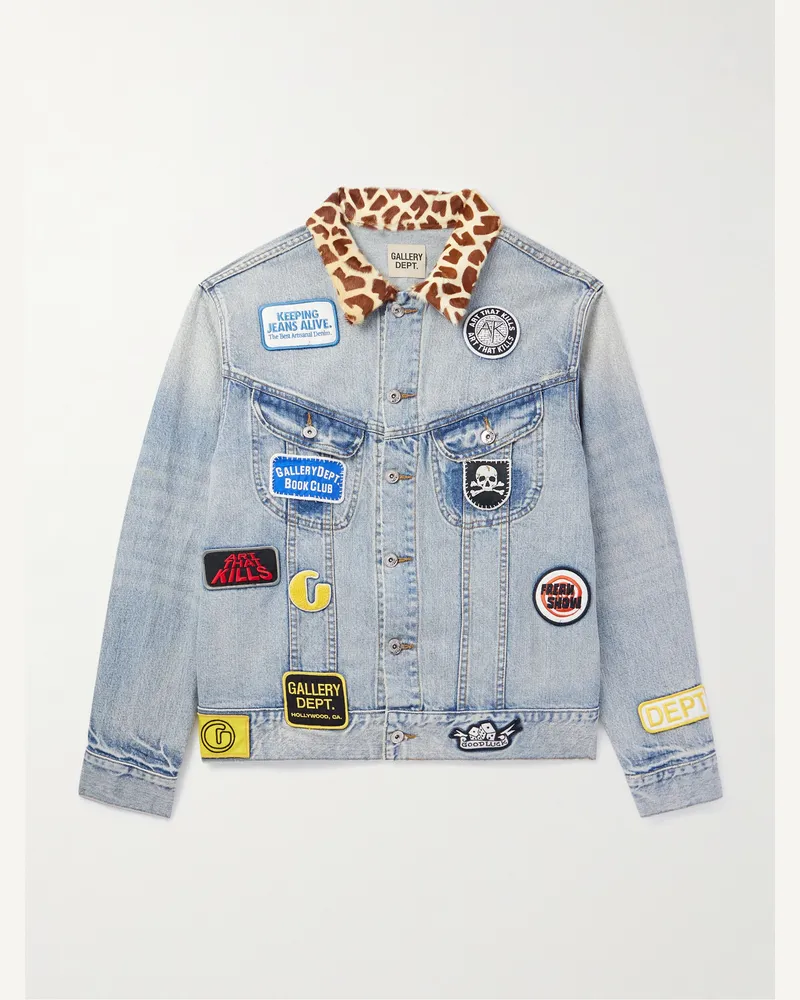 GALLERY DEPT. Headline Jeansjacke mit Print und Logoapplikationen Blau