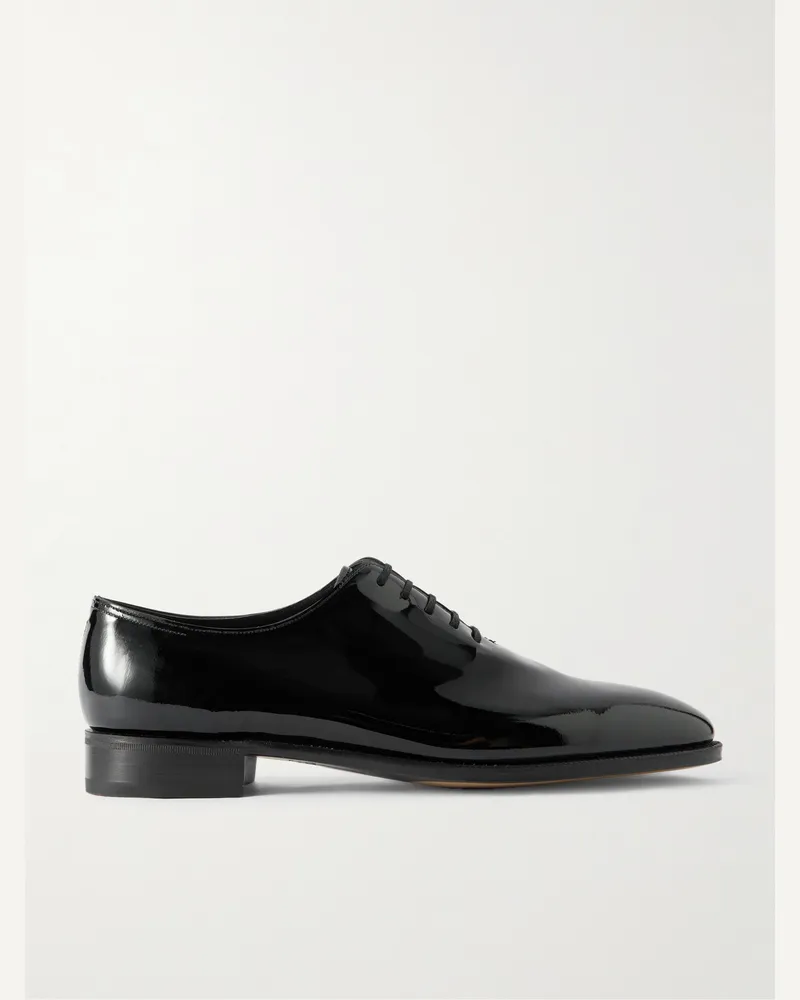 John Lobb Marldon Whole-Cut Patent-Leather Oxford Shoes Black