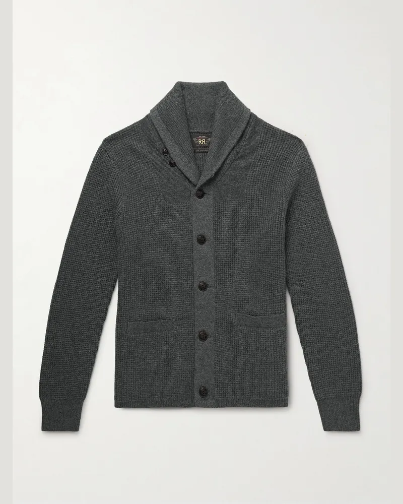 RRL Cardigan aus Kaschmir in Waffelstrick mit Schalkragen Grau