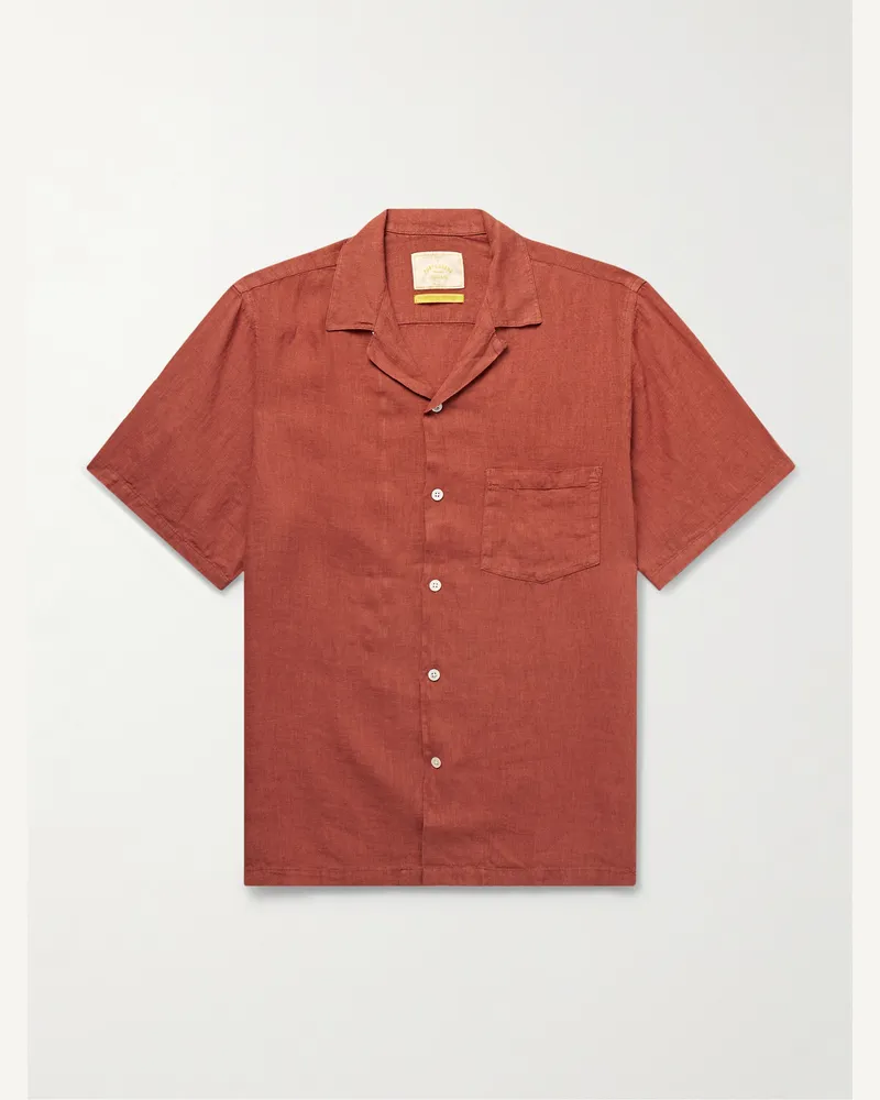 Portuguese Flannel Hemd aus Leinen mit Reverskragen Rot