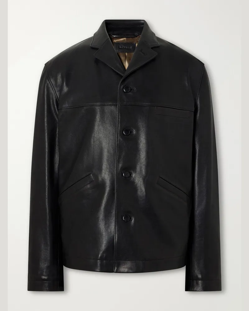 Christophe Lemaire Paneled Leather Jacket Black