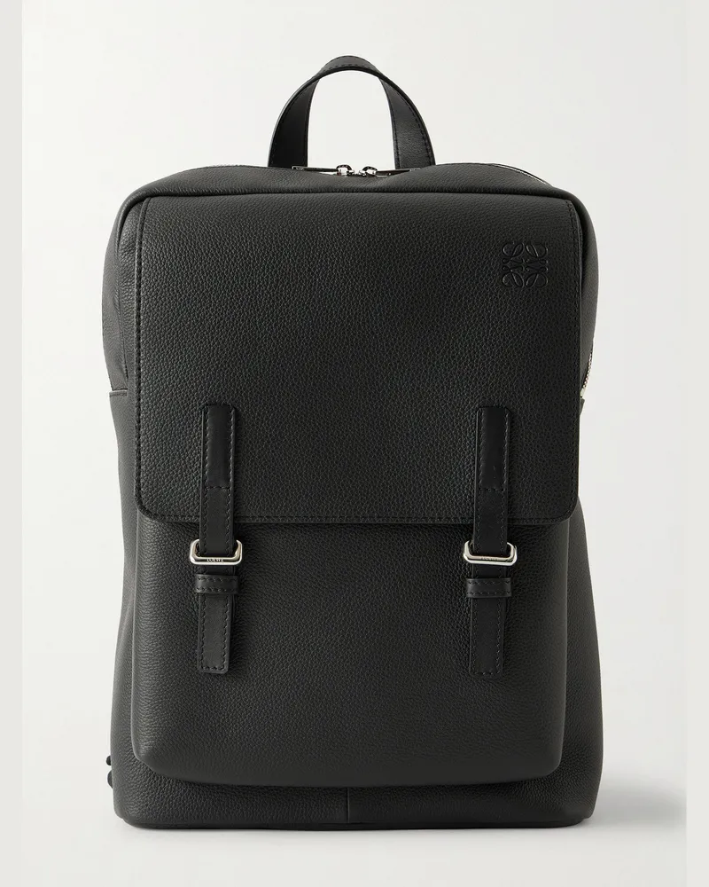 Loewe Military Full-Grain Leather Backpack Black