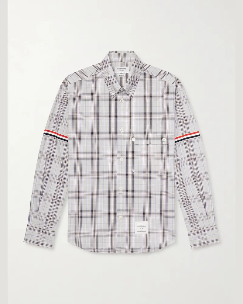 Thom Browne Oversized-Hemd aus karierter Baumwollpopeline mit Button-Down-Kragen Grau