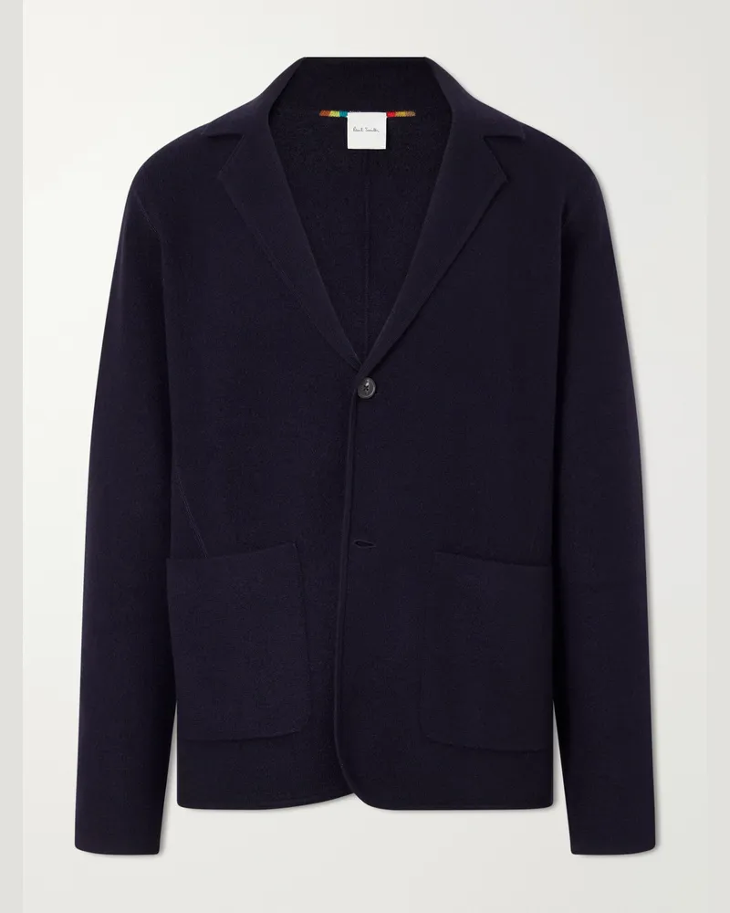 Paul Smith Knitted Merino Wool Blazer Blue