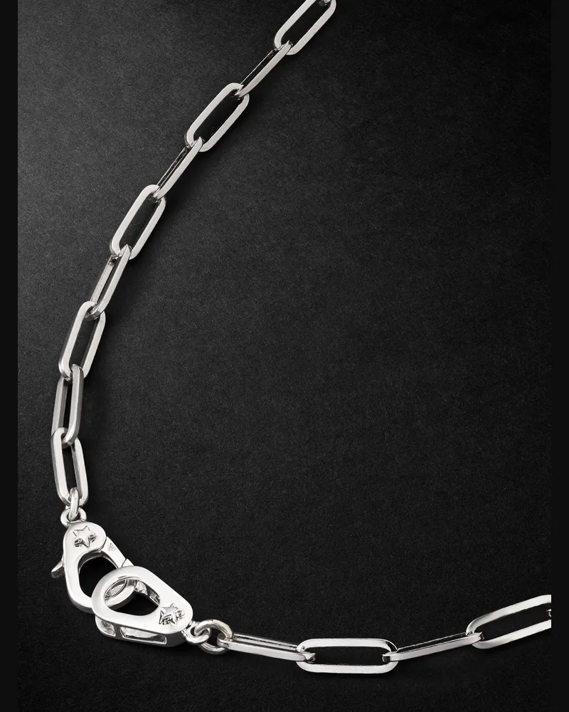 FOUNDRAE Sister Hook Classic Fob Clip 18-Karat White Gold Chain Necklace Silver