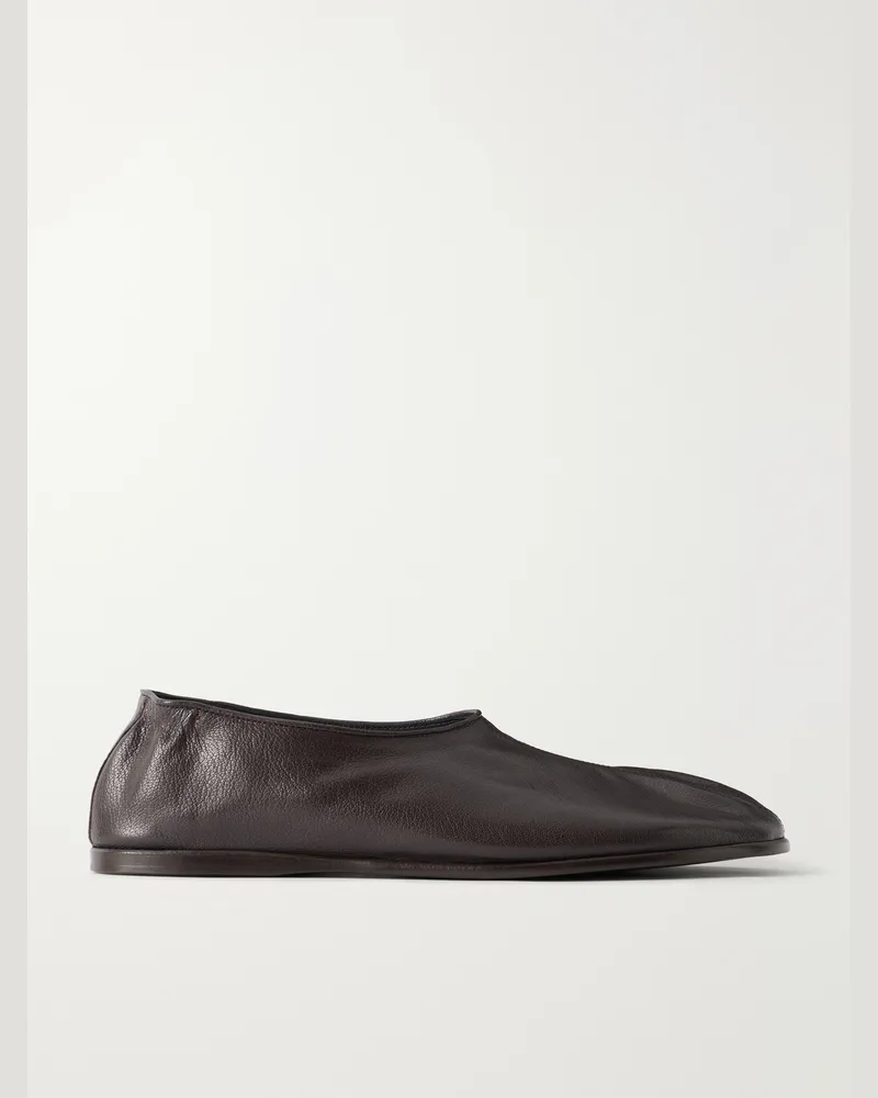 Christophe Lemaire Sock Leather Slippers Brown