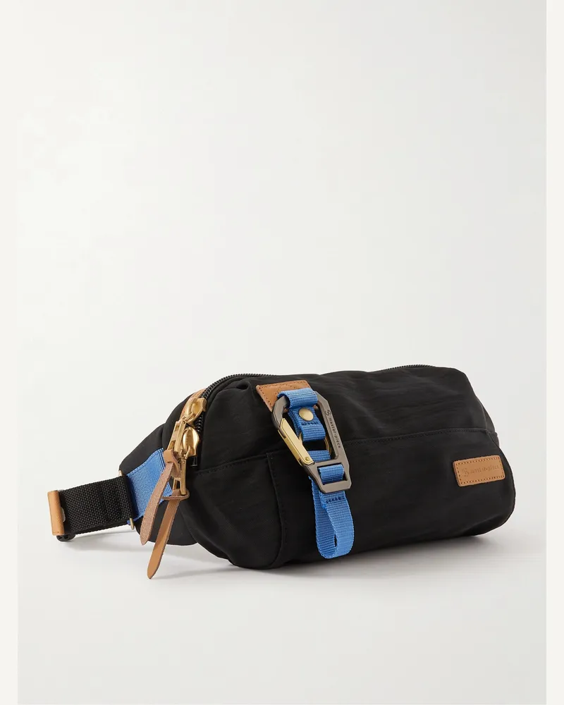 MASTER PIECE Link Gürteltasche aus Nylon-Twill mit Lederbesatz Schwarz