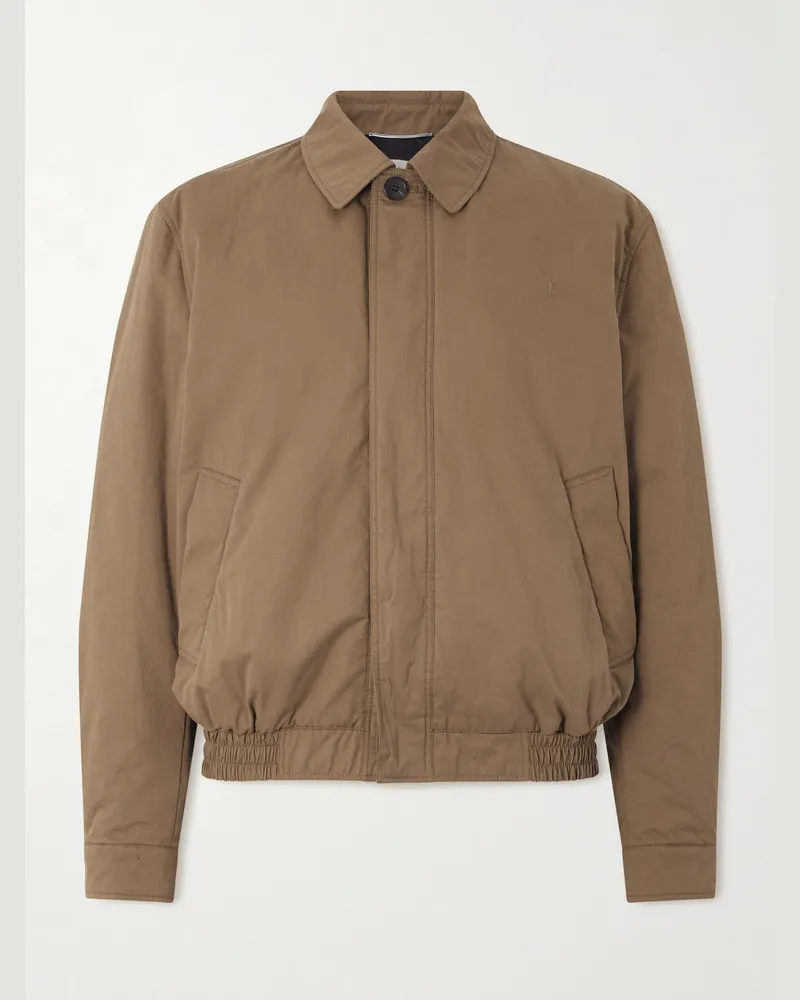 Saint Laurent Cotton-Twill Jacket Brown