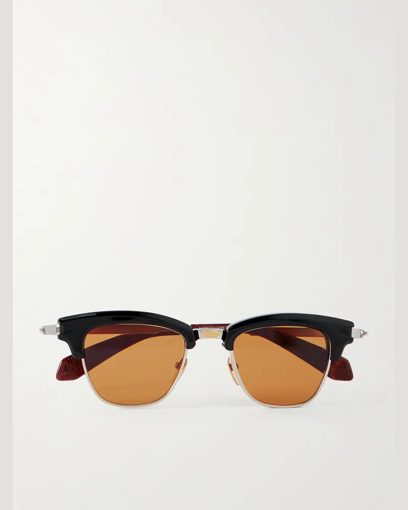 Jacques Marie Mage Sartre D-Frame Acetate and Silver-Tone Sunglasses Black