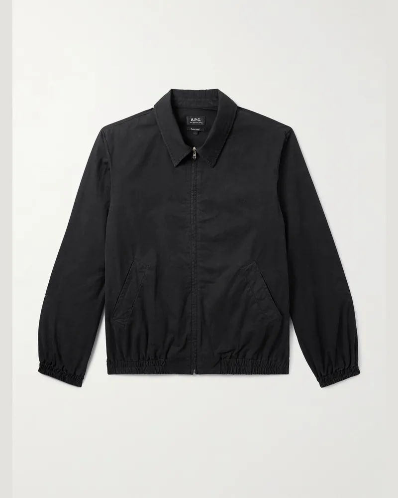 A.P.C. Gilbert Blouson aus Baumwoll-Twill mit Logostickerei Schwarz