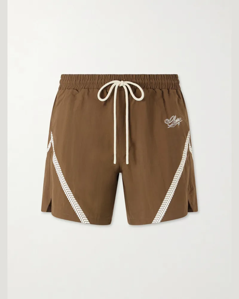 Cherry Los Angeles Straight-Leg Logo-Print Woven Shorts Brown