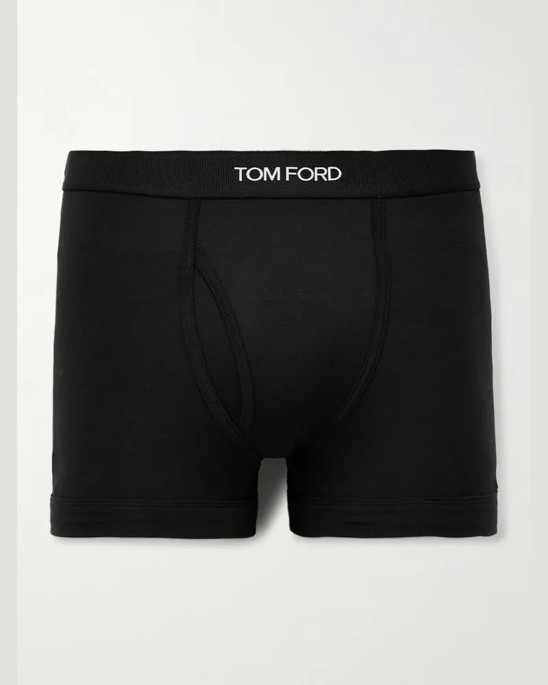 Tom Ford Stretch-Cotton and Modal-Blend Boxer Briefs Black
