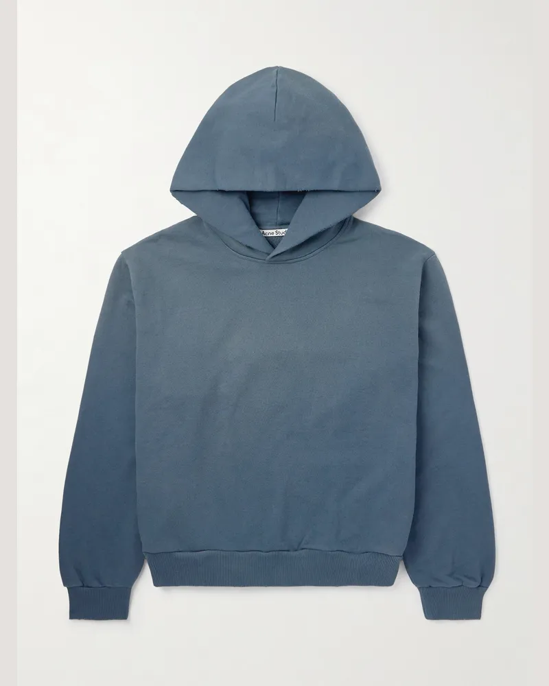 Acne Studios Franziska Hoodie aus Jersey aus einer Baumwollmischung mit Logoprint in Stückfärbung und Distressed-Optik Blau