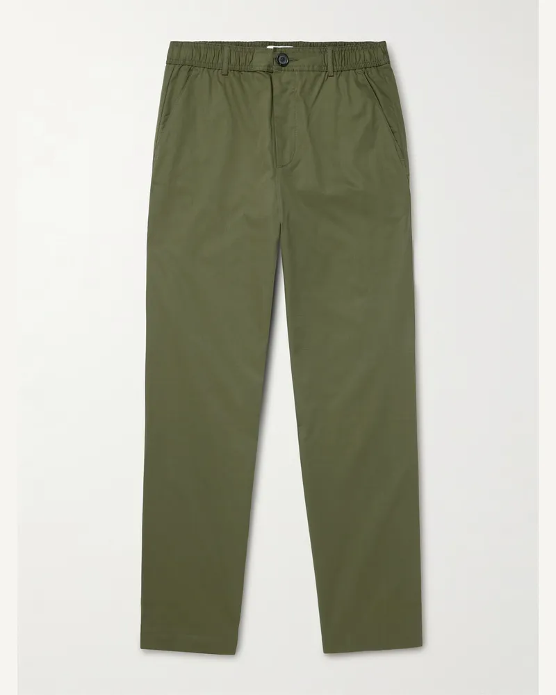 Oliver Spencer Ashdown gerade geschnittene Hose aus Baumwoll-Twill mit Kordelzugbund Grün