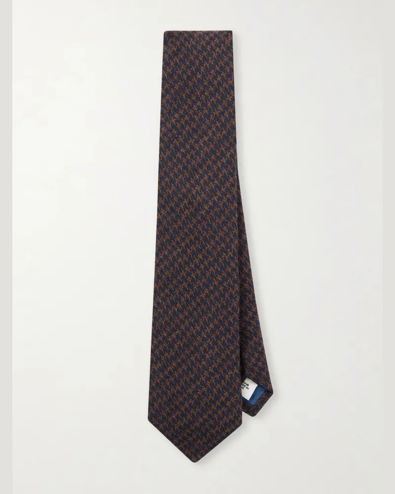 MR P. 8cm Houndstooth Wool and Silk-Blend Tie Brown