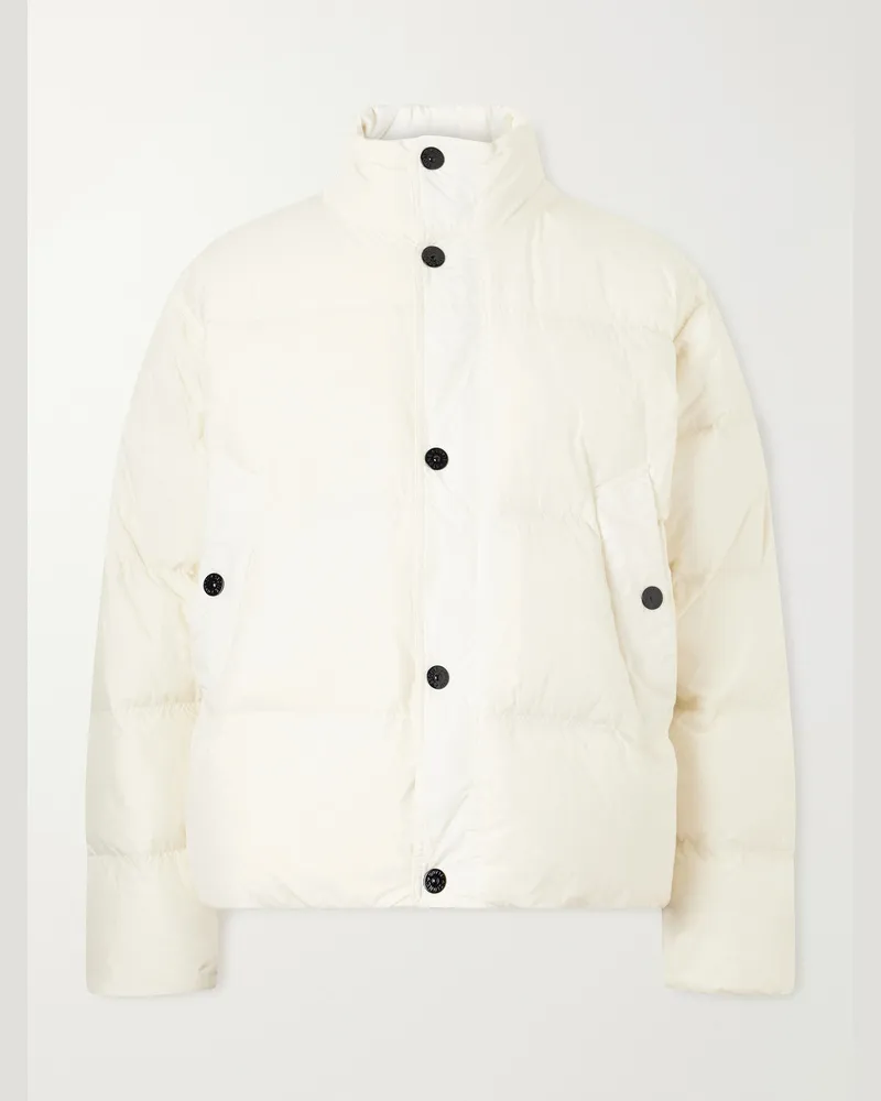 Stone Island Quilted Garment-Dyed Recycled Crinkled-Nylon Down Jacket Neutrals