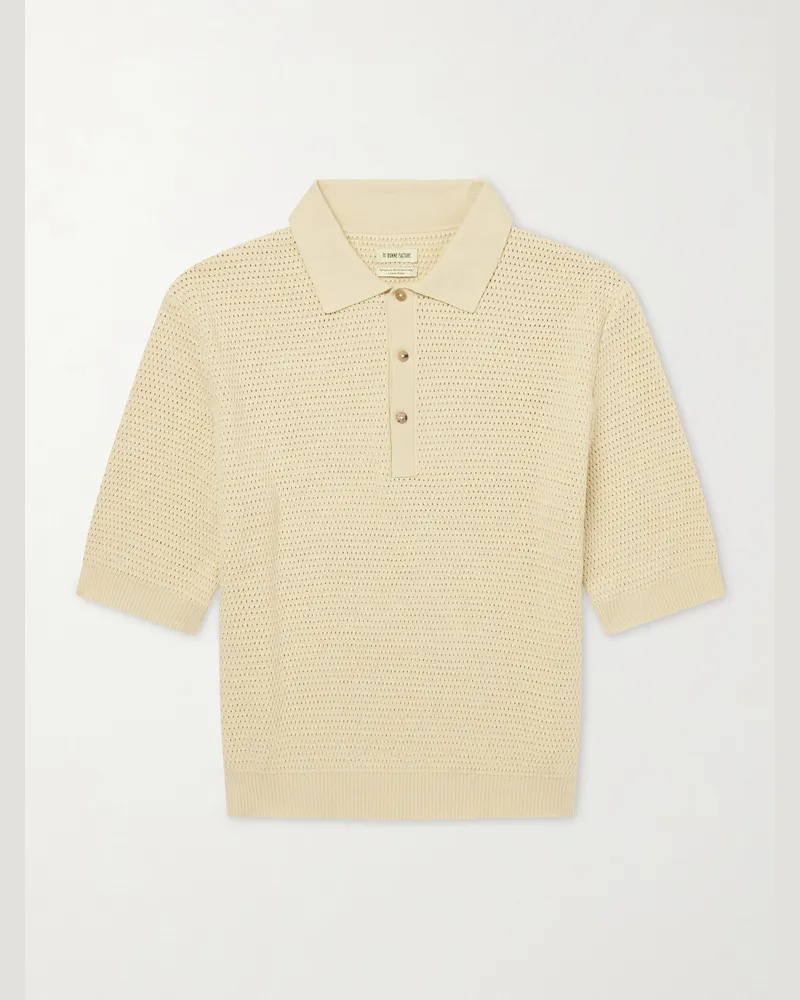 De Bonne Facture Honeycomb-Knit Cotton Polo Shirt Yellow