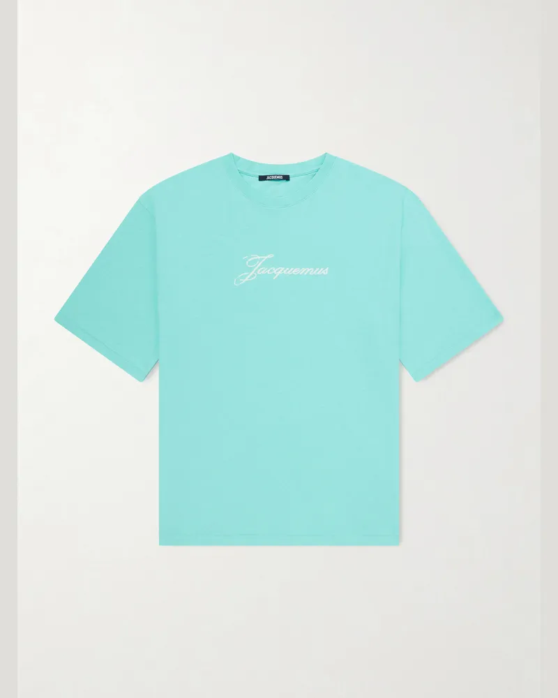 Jacquemus Logo-Print Cotton and Hemp-Blend T-Shirt Green