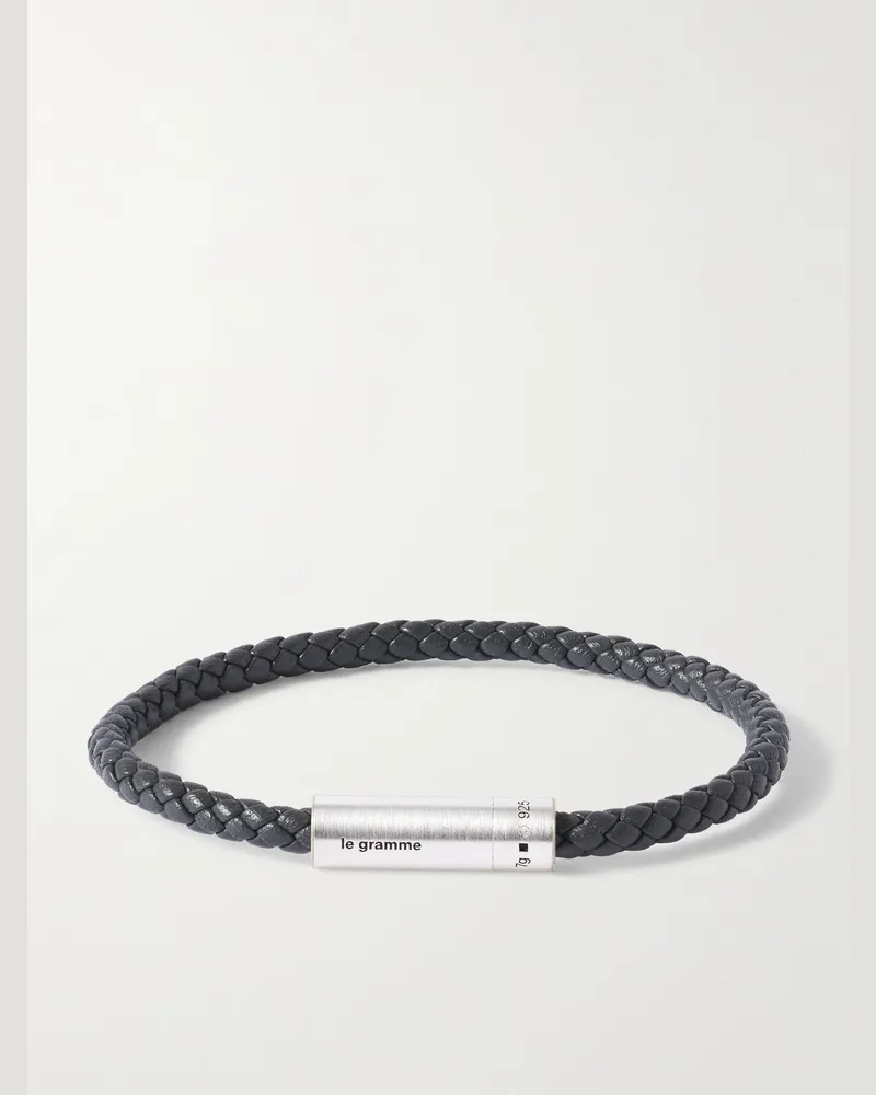 Le Gramme 7g Sterling Silver and Leather Cable Bracelet Gray