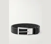 3.5cm Reversible Monogrammed Coated-Canvas and Leather Belt