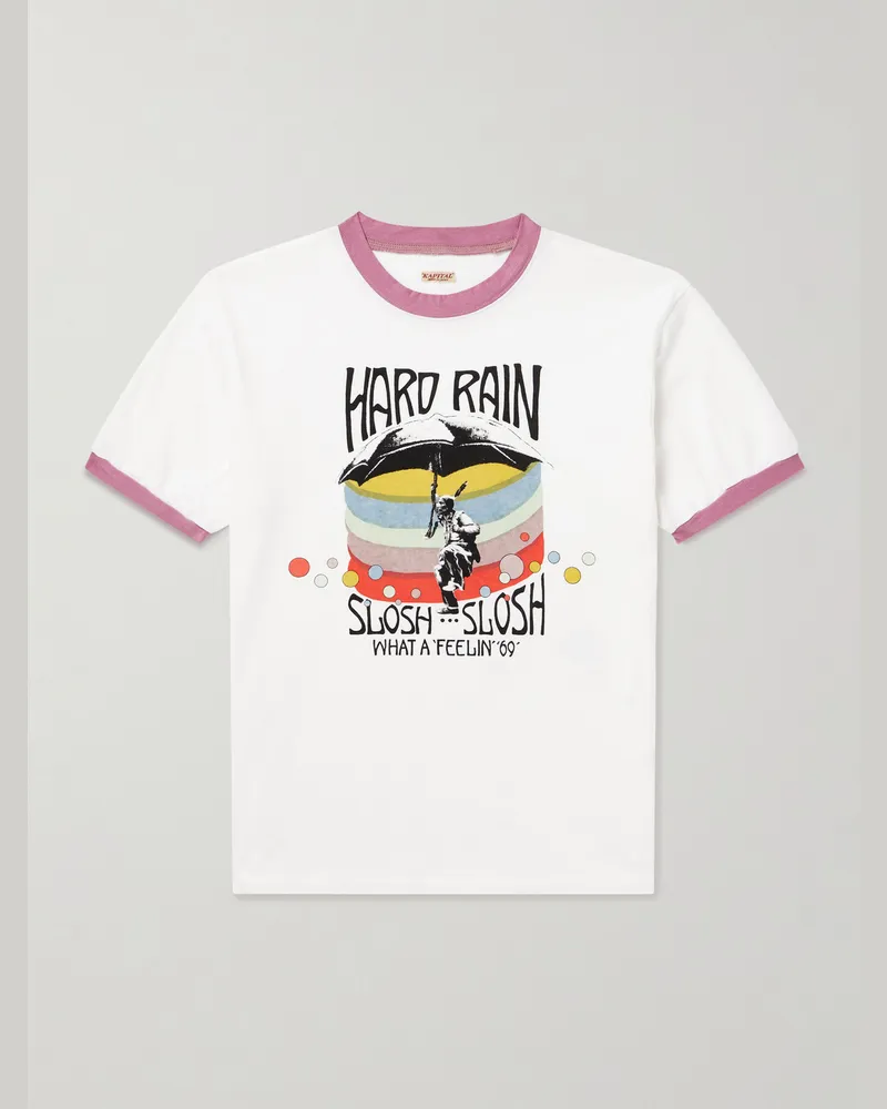 KAPITAL Hard Rain Sundance Printed Cotton-Jersey T-Shirt White