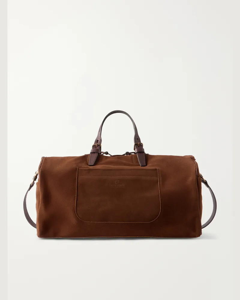 Bleu de Chauffe Voyage Leather-Trimmed Suede Weekend Bag Brown