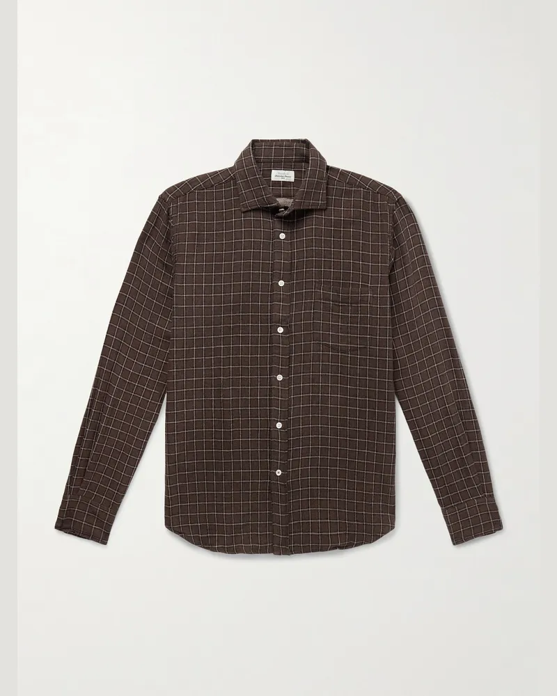 Hartford Paul Hemd aus kariertem Baumwollflanell Braun