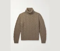 Napier Rollkragenpullover aus Kaschmir in Zopfstrick