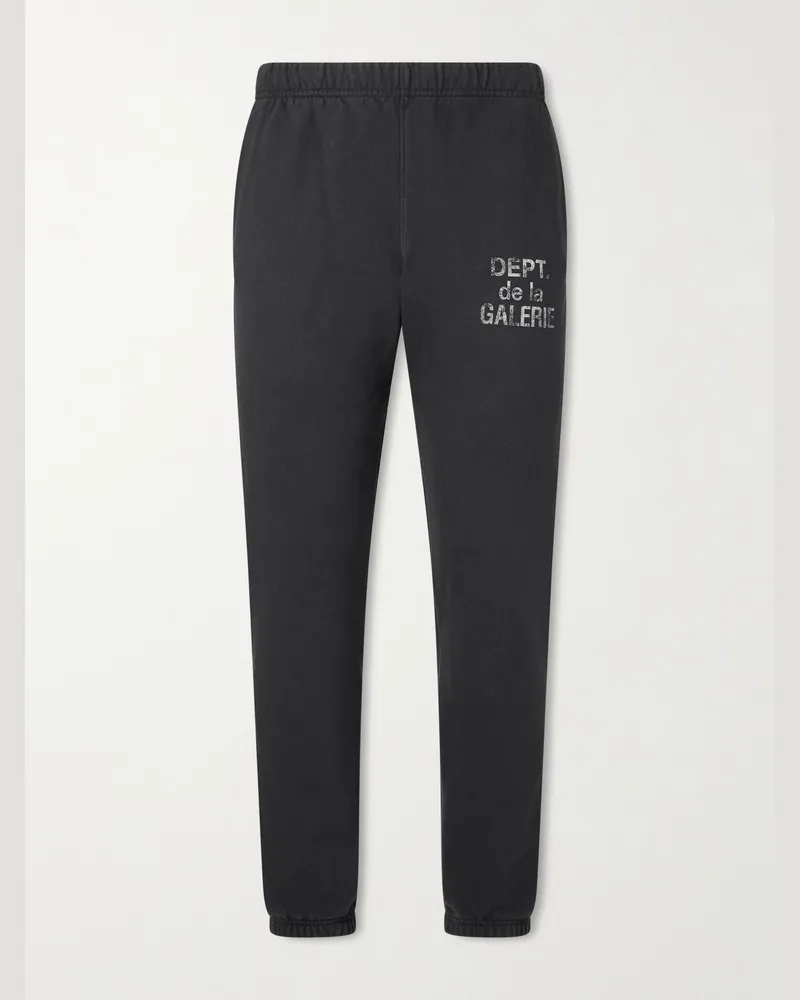GALLERY DEPT. Tapered Logo-Print Cotton-Jersey Sweatpants Black