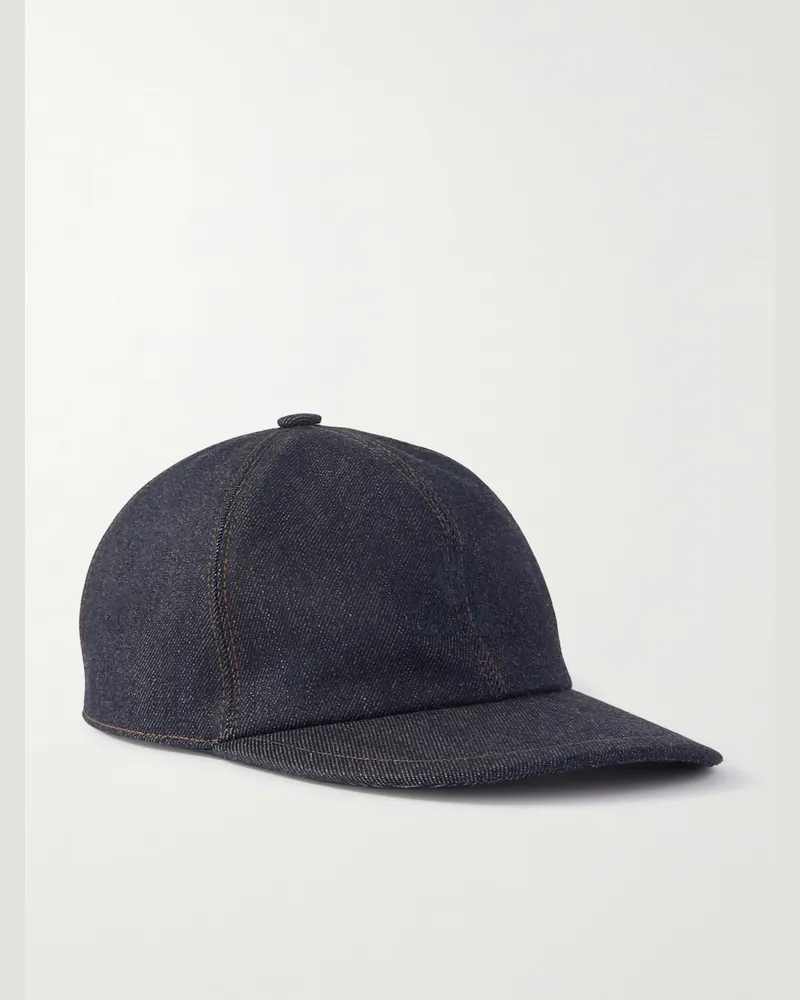 Loro Piana Baseballkappe aus CashDenim®-Material mit Logostickerei Blau
