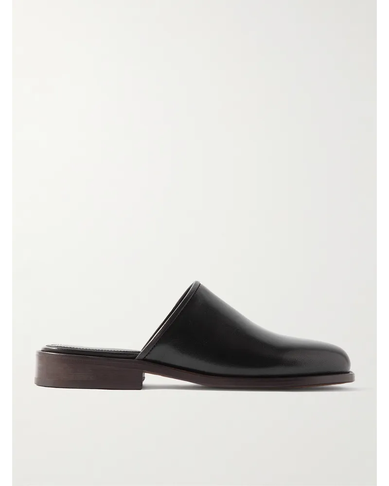 Christophe Lemaire Slippers aus Leder Schwarz