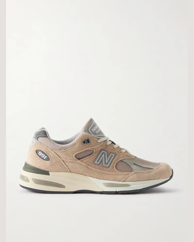 New Balance 991v2 Sneakers aus Veloursleder und Mesh mit Lederbesatz Neutral