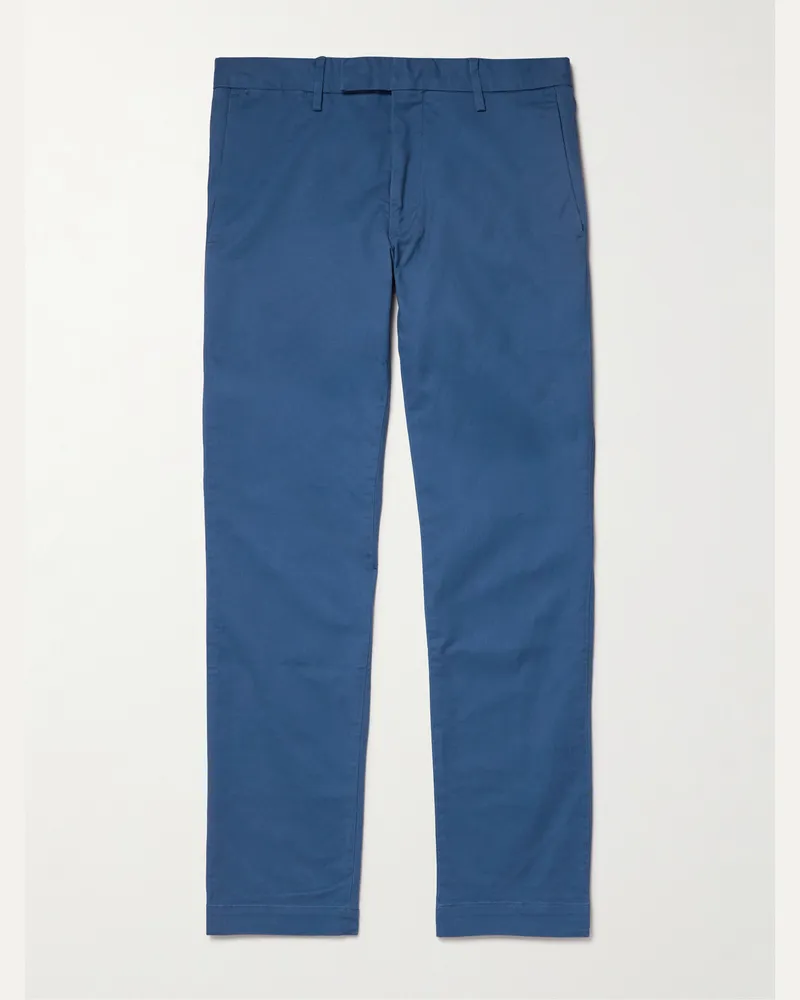 Ralph Lauren Greenwich Straight-Leg Cotton-Blend Trousers Blue