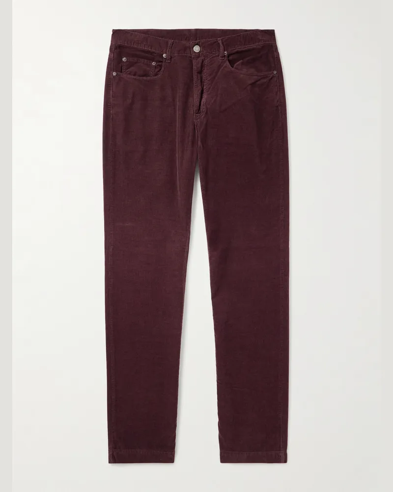 Massimo Alba Slim-Fit Straight-Leg Cotton-Corduroy Trousers Burgundy