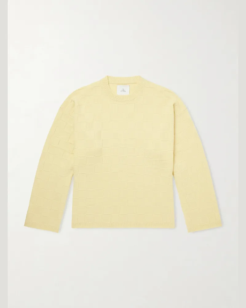 The Elder Statesman Culver Checked Cashmere Sweater Yellow