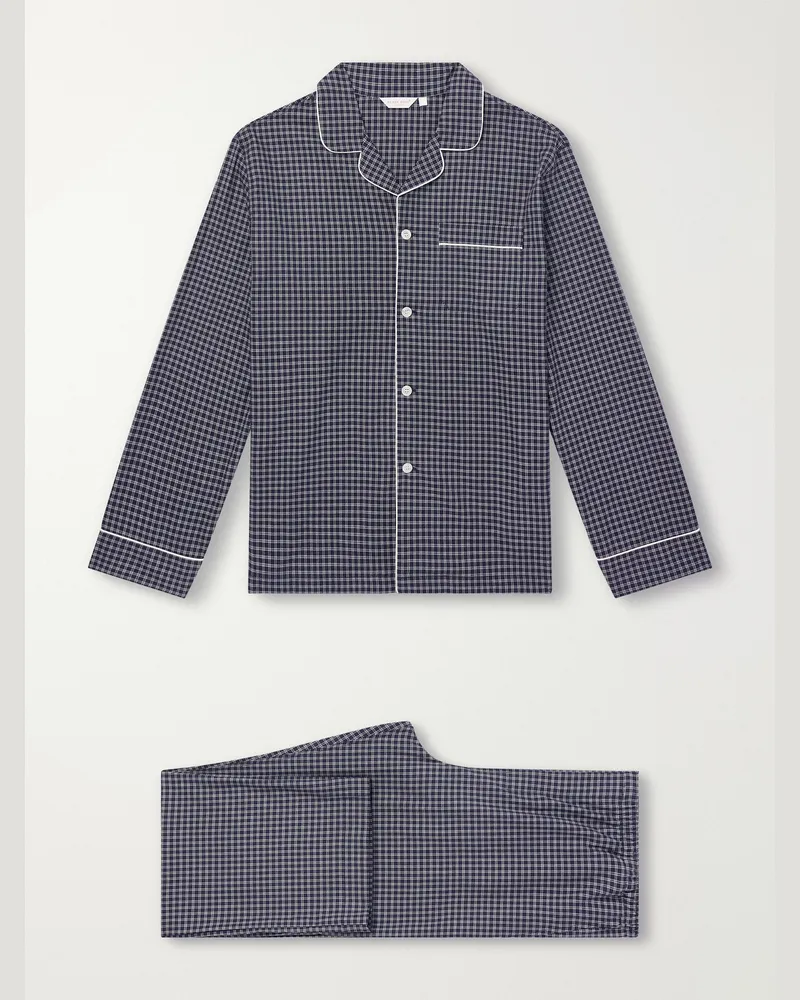 Derek Rose Braemar 32 Checked Cotton-Twill Pyjama Set Blue
