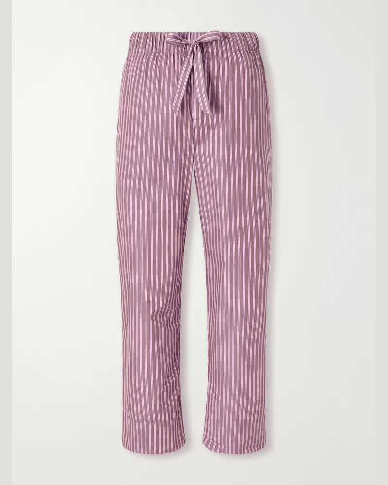 TEKLA Drawstring Striped Organic Cotton-Poplin Pyjama Trousers Pink