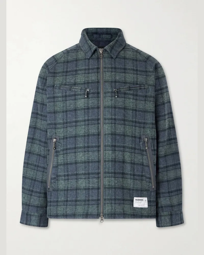 Neighborhood Wattierter Blouson aus Baumwolldrillich mit Karomuster Grün