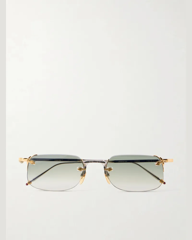 Jacques Marie Mage Fonda Rimless Silver-Tone Titanium Sunglasses Gold