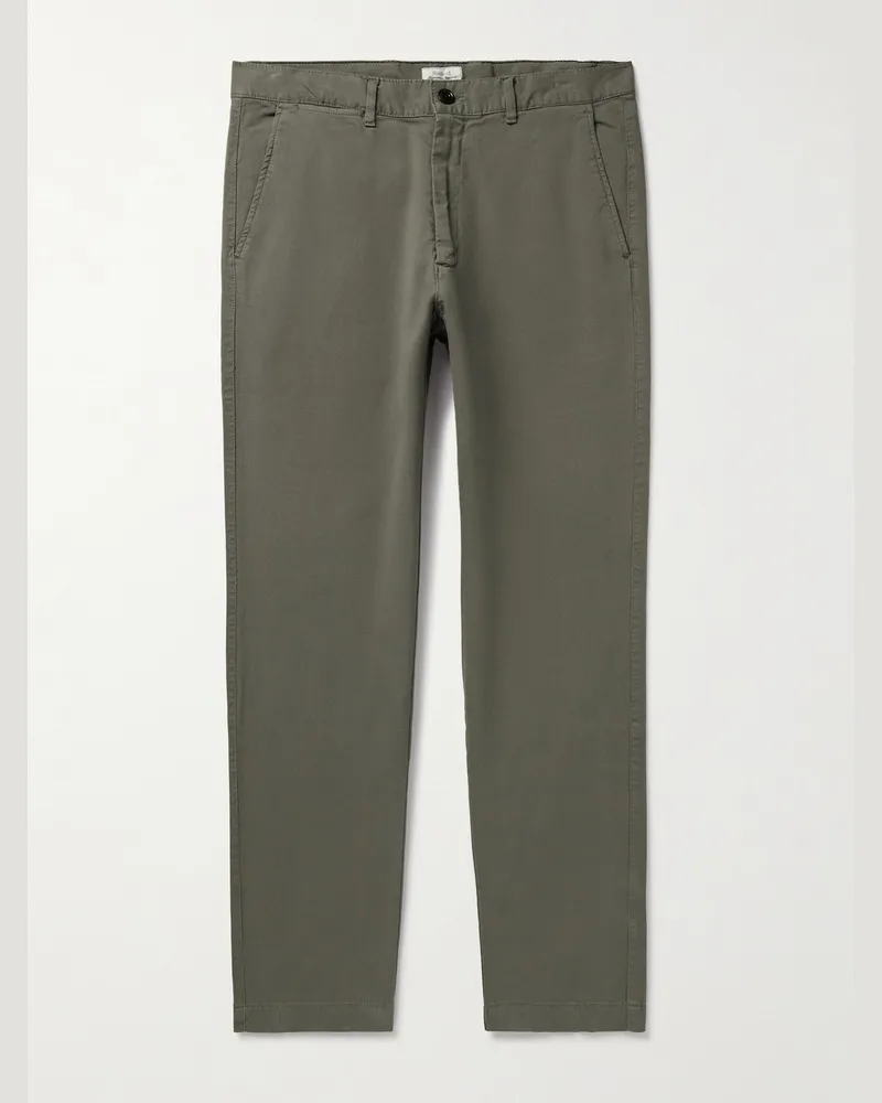 Hartford Tyron Slim-Fit Straight-Leg Cotton-Blend Trousers Gray