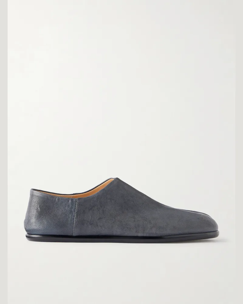 Maison Margiela Tabi Babouche Split-Toe Leather Slip-ons Blue