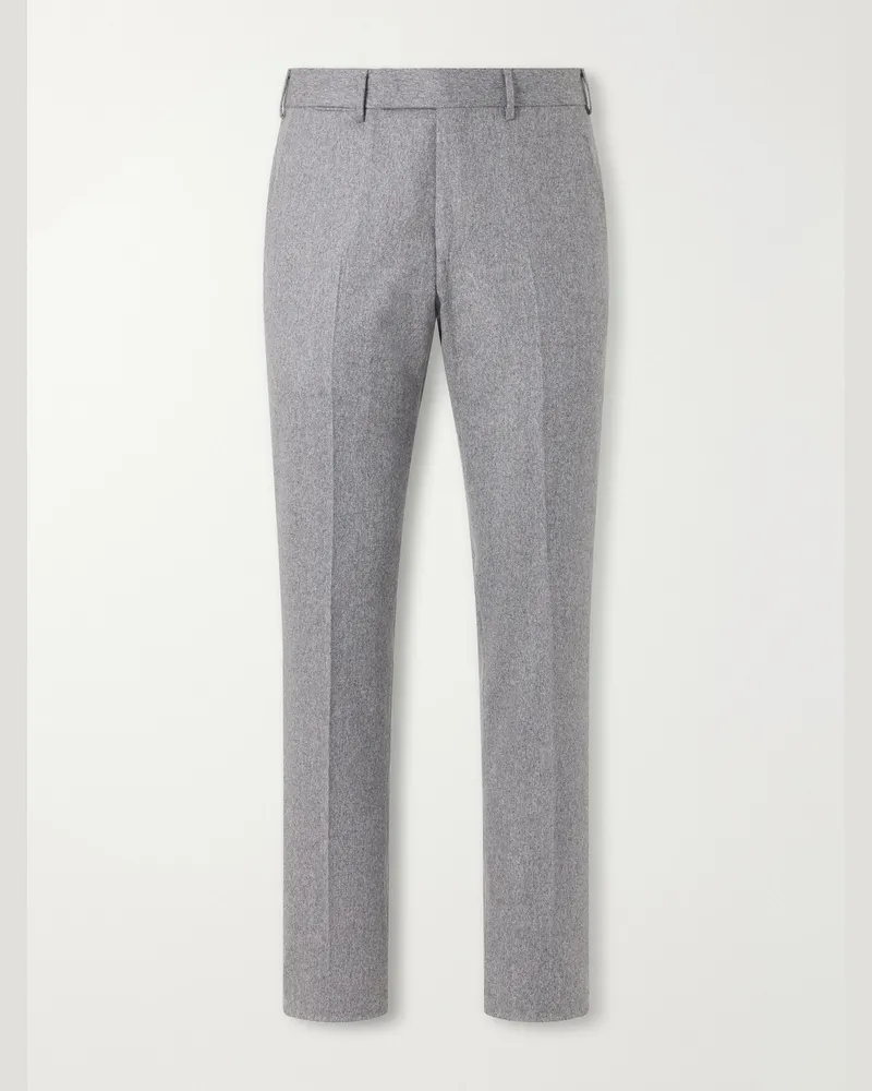 Ermenegildo Zegna Tapered Wool and Cashmere-Blend Flannel Suit Trousers Gray