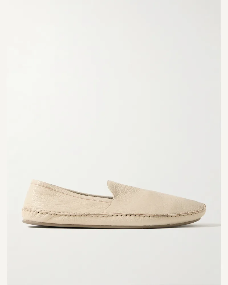 The Row Tyler Loafers aus strukturiertem Leder Gelb